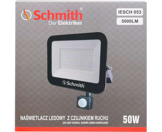 Naświetlacz LED 50W 5000lm czu. ruchu na podczerw Schmith