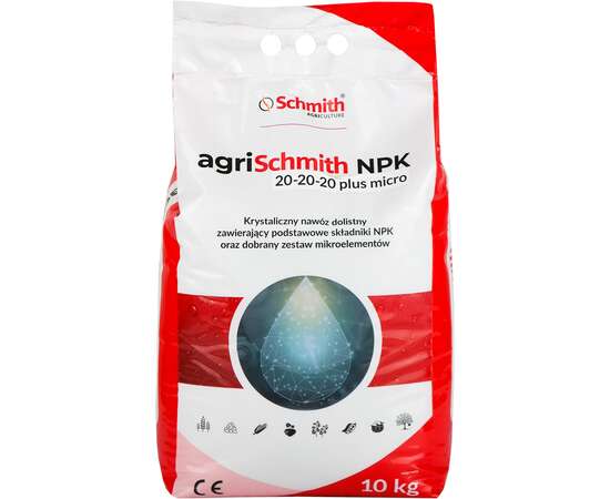 Krystaliczny nawóz NPK 20-20-20  ​agriSchmith 20-20-20 a' 10kg Schmith