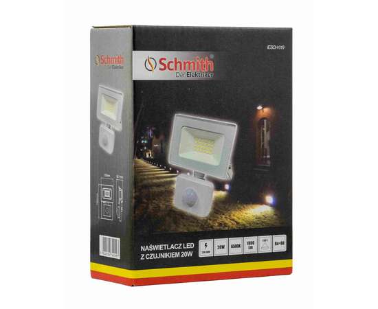Naświetlacz LED 20W z czujnikiem ruchu biały Schmith