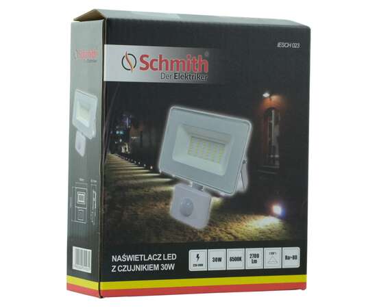 Naświetlacz LED 30W z czujnikiem ruchu biały Schmith