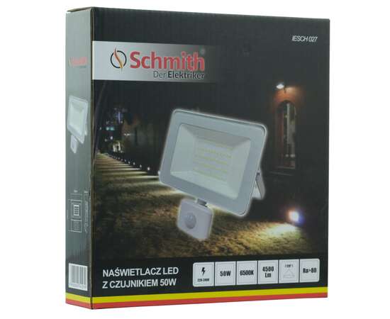 Naświetlacz LED 50W z czujnikiem ruchu biały Schmith